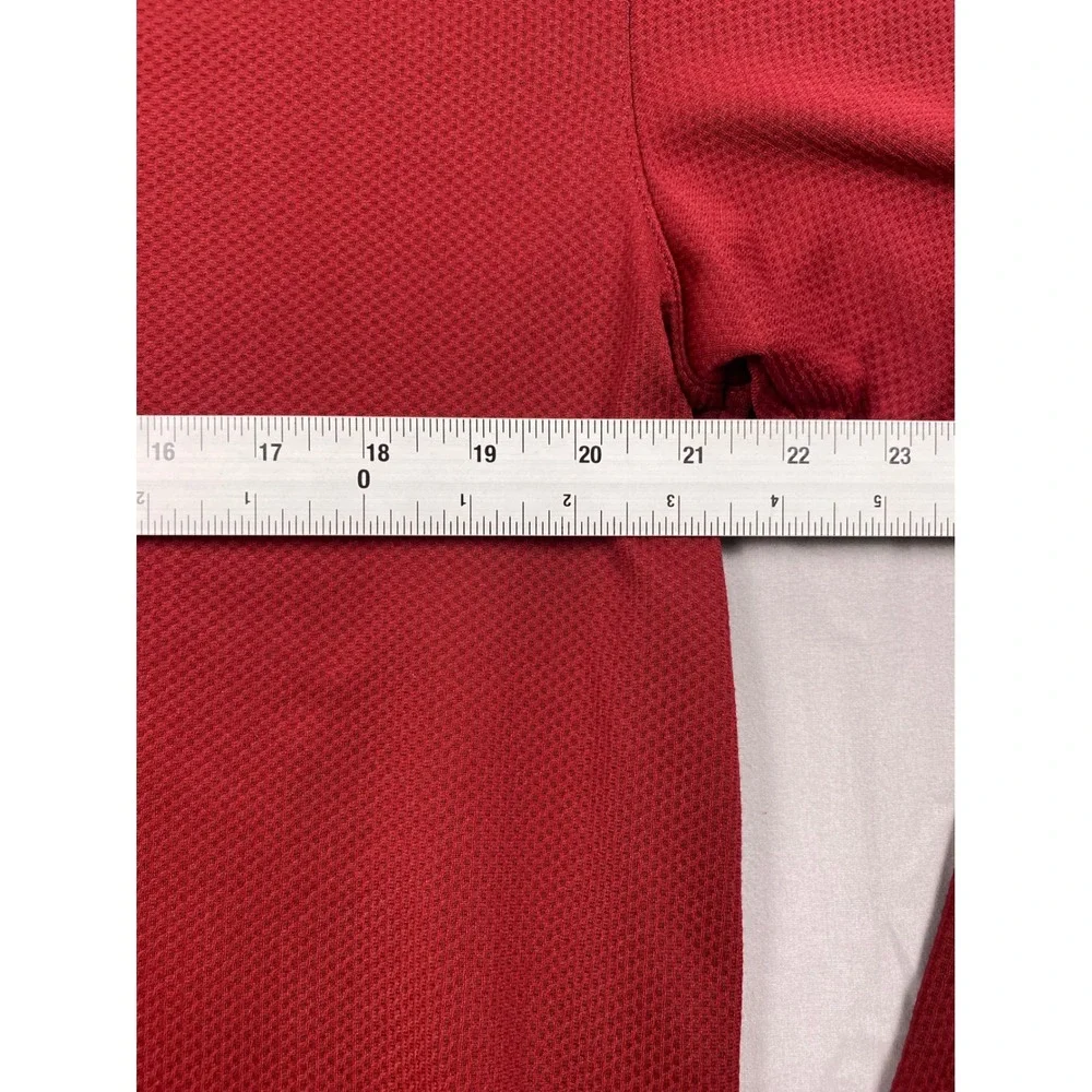 Nike Sphere Dry Long Sleeve Polo Mens Large Red Stretch Textured Golf Athletic